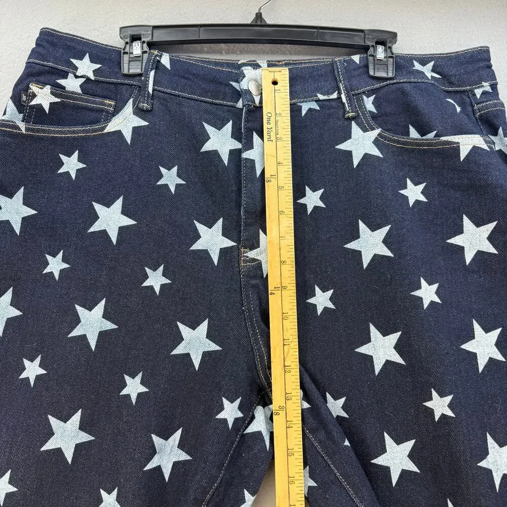 Judy Blue Jeans Women's 20W Dark Blue Star Print Flare Leg Tall Jeans Patriotic - Picture 13 of 15